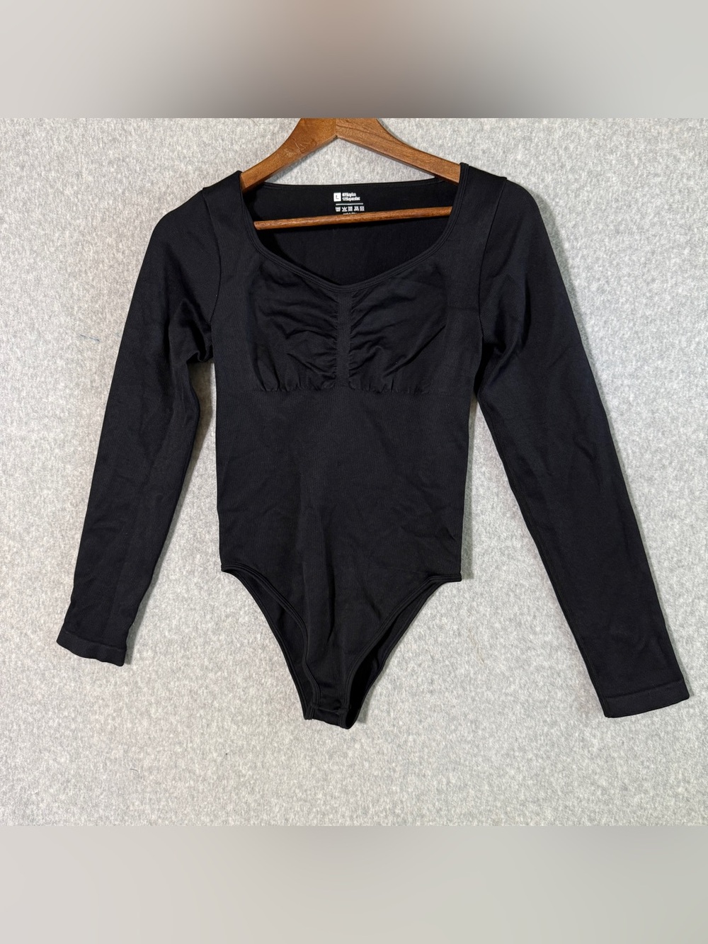 OQQ black ribbed body shaping Long Sleeve Bodysuit large